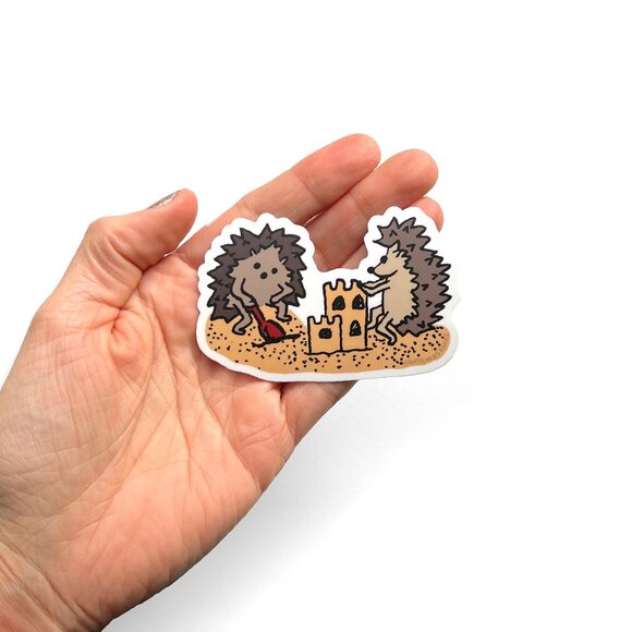 Sandcastles Hedgehog diecut vinyl sticker - Picture 2 of 3